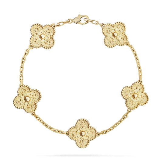 [Zalyn]LUCKY CLOVER 5-MOTIF BRACELET - BRONZING