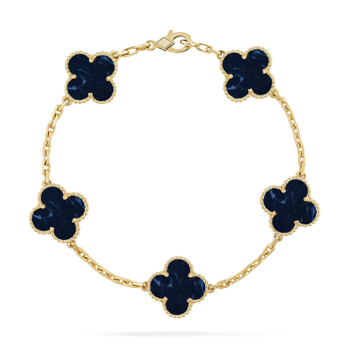 [Zalyn]LUCKY CLOVER 5-MOTIF BRACELET - PIETERSITE COLLECTION