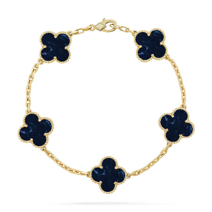 [Zalyn]LUCKY CLOVER 5-MOTIF BRACELET - PIETERSITE COLLECTION