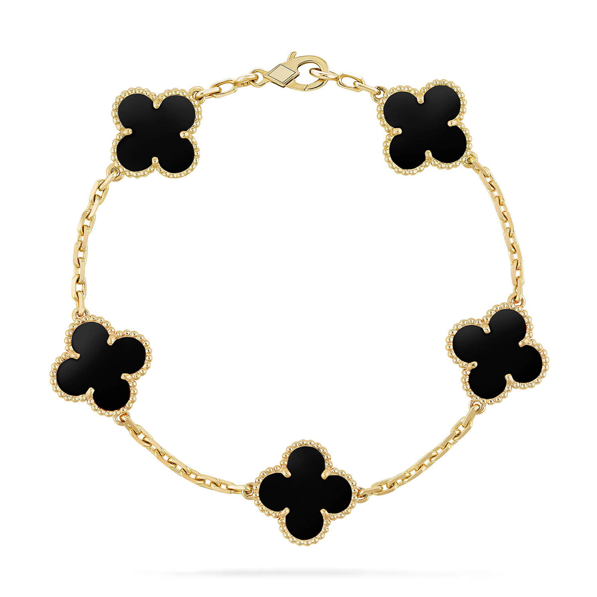 [Zalyn]LUCKY CLOVER 5-MOTIF BRACELET - BLACK OXNY COLLECTION