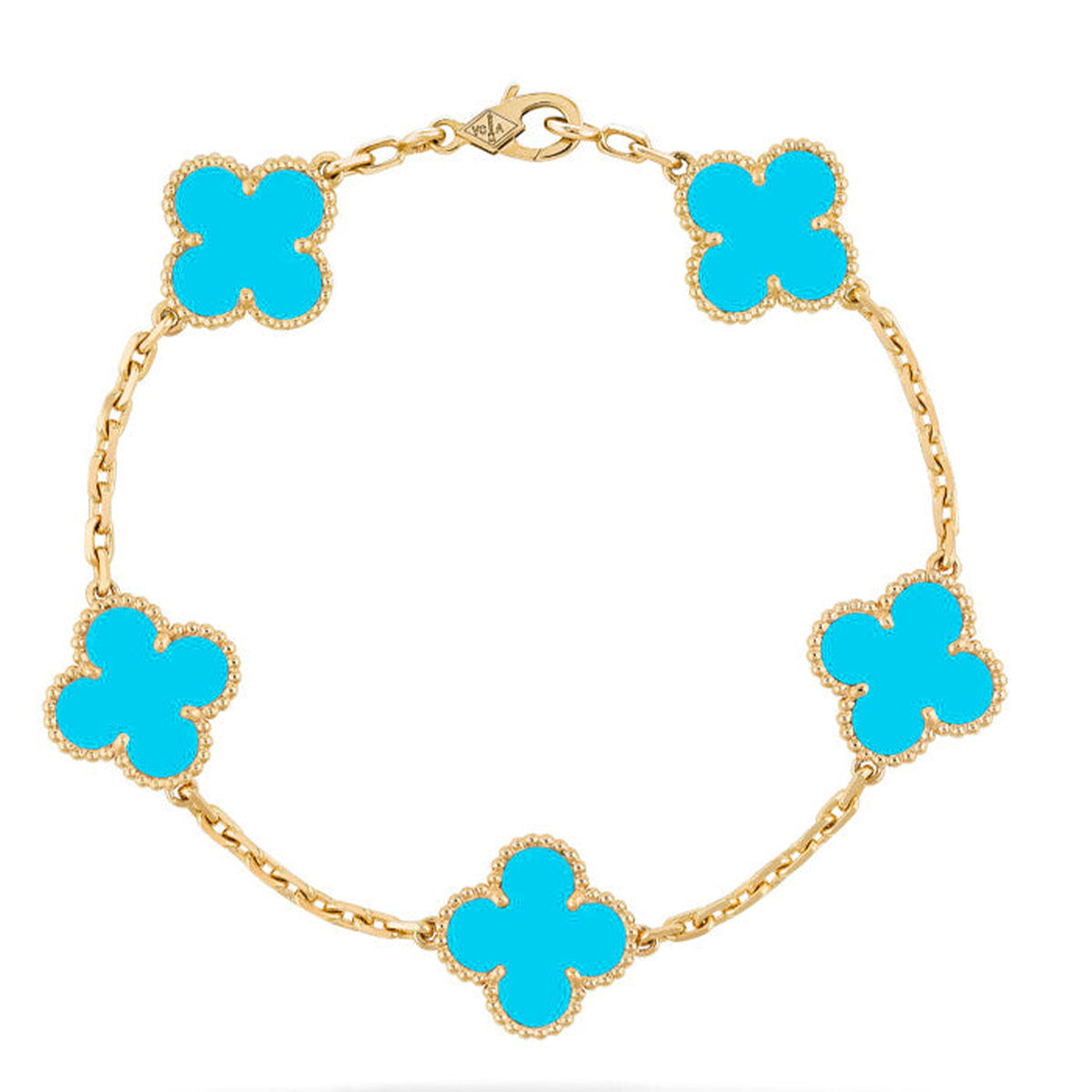 [Zalyn]LUCKY CLOVER 5-MOTIF BRACELET - TURQUOISE COLLECTION