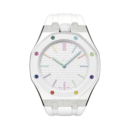 [Zalyn]OAK POP WHITE STEEL SILICONE STRAP