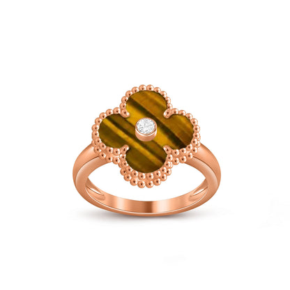 [Zalyn]LUCKY CLOVER DIAMOND-ACCENT ROSE GOLD RING COLLECTION