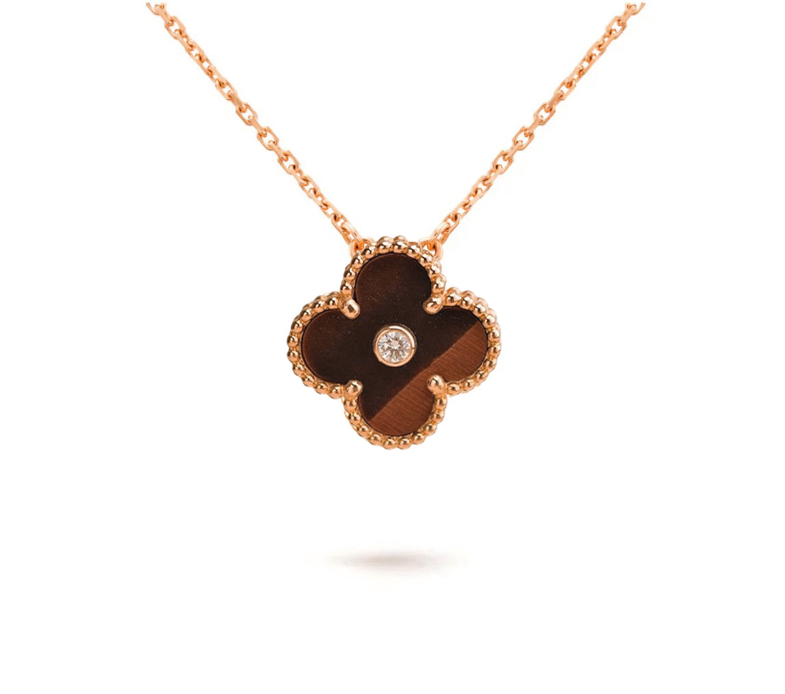 [Zalyn]15MM CLOVER FLOWER DIAMOND PENDANT NECKLACE COLLECTION