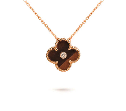 [Zalyn]15MM CLOVER FLOWER DIAMOND PENDANT NECKLACE COLLECTION