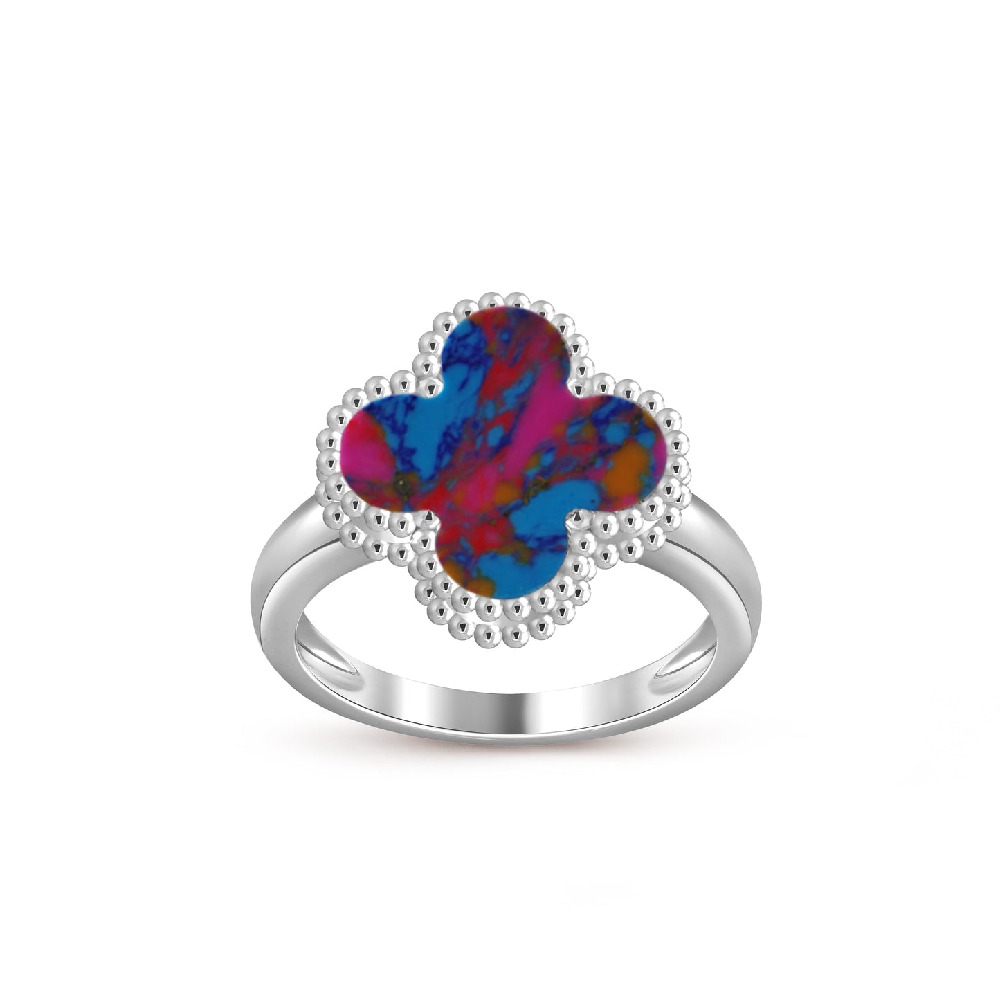 [Zalyn]LUCKY CLOVER VINTAGE WHITE GOLD RING COLLECTION