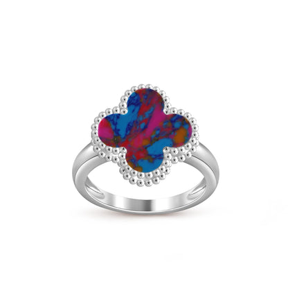 [Zalyn]LUCKY CLOVER VINTAGE WHITE GOLD RING COLLECTION