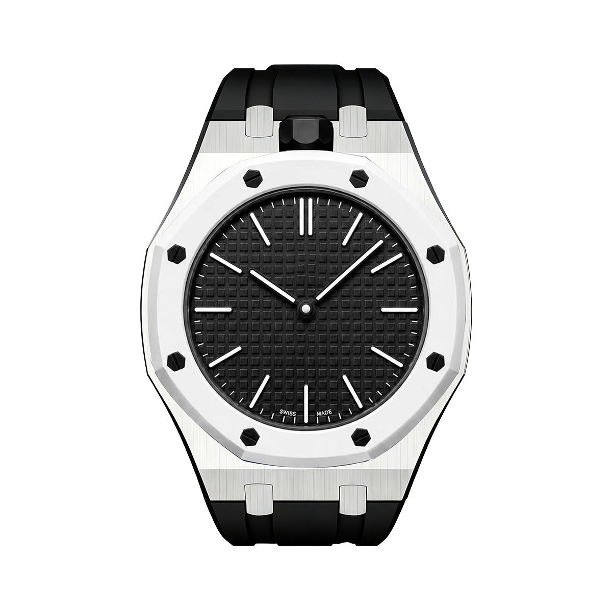[Zalyn]OAK POP BLACK STEEL SILICONE STRAP
