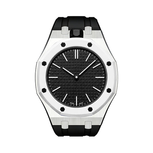 [Zalyn]OAK POP BLACK STEEL SILICONE STRAP
