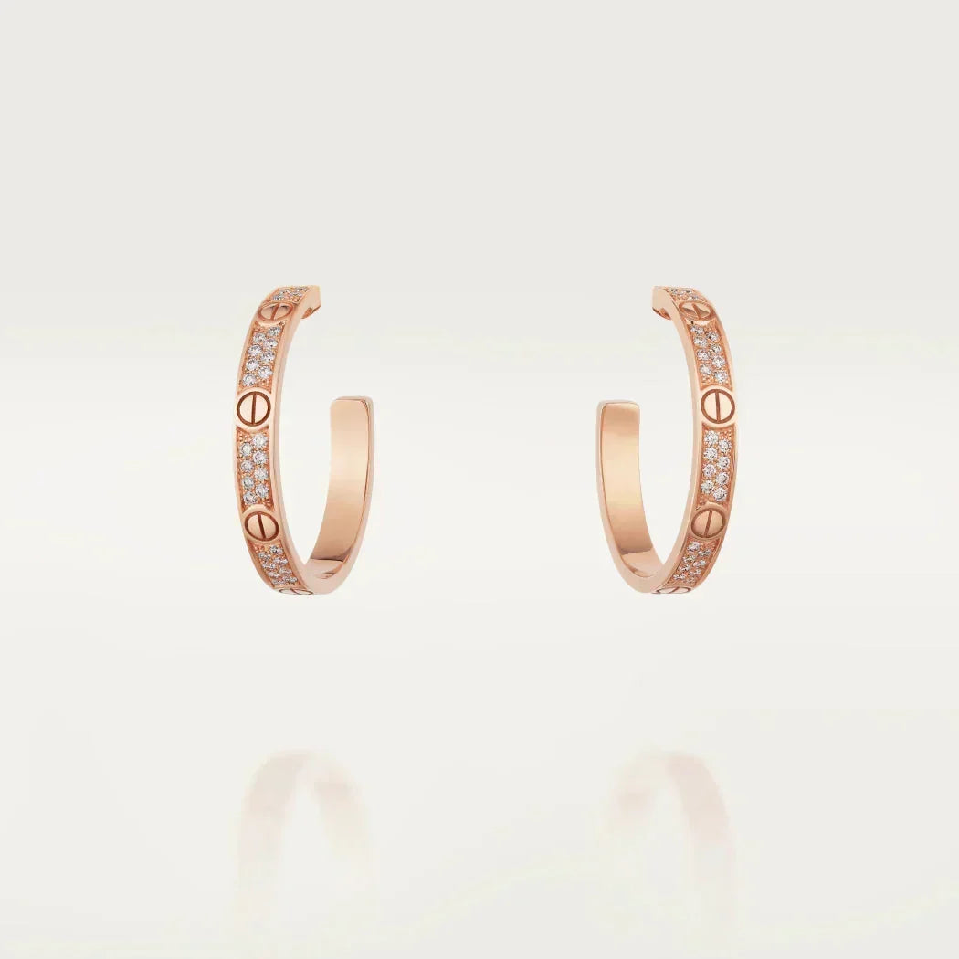 [Zalyn Jewelry ]LOVE DIAMOND PINK GOLD HOOP EARRINGS