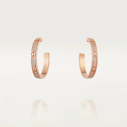 [Zalyn Jewelry ]LOVE DIAMOND PINK GOLD HOOP EARRINGS