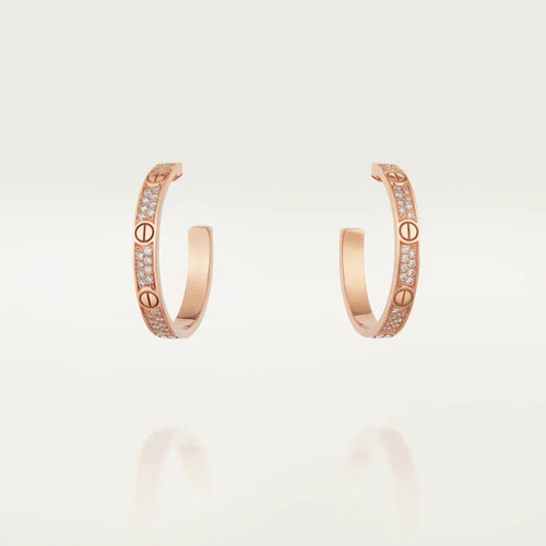 [Zalyn Jewelry ]LOVE DIAMOND PINK GOLD HOOP EARRINGS