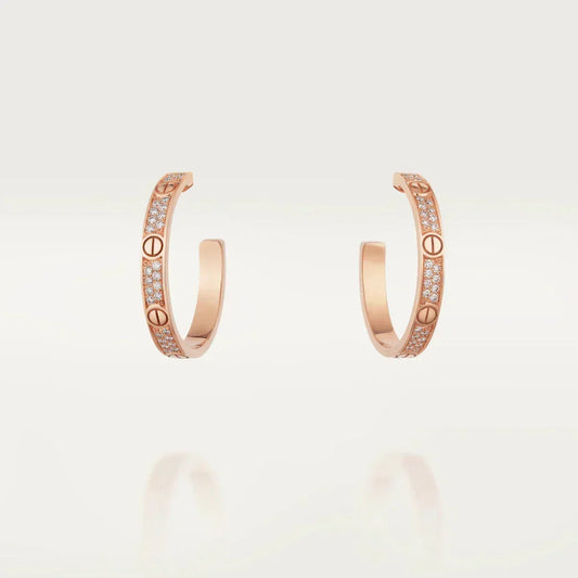[Zalyn Jewelry ]LOVE DIAMOND PINK GOLD HOOP EARRINGS