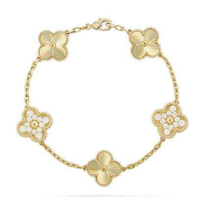 [Zalyn]LUCKY CLOVER 5-MOTIF BRACELET - LASER COLLECTION