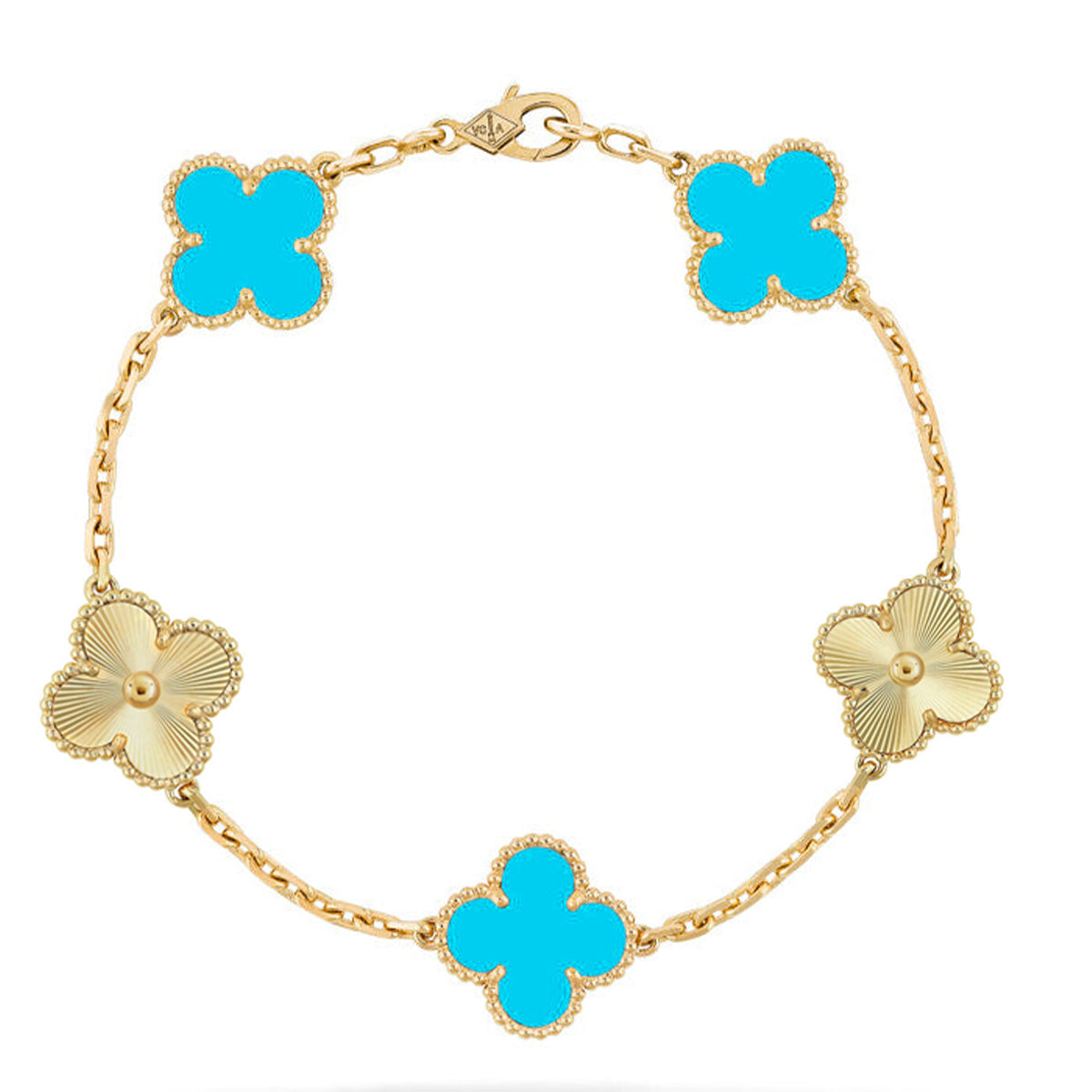 [Zalyn]LUCKY CLOVER 5-MOTIF BRACELET - TURQUOISE COLLECTION