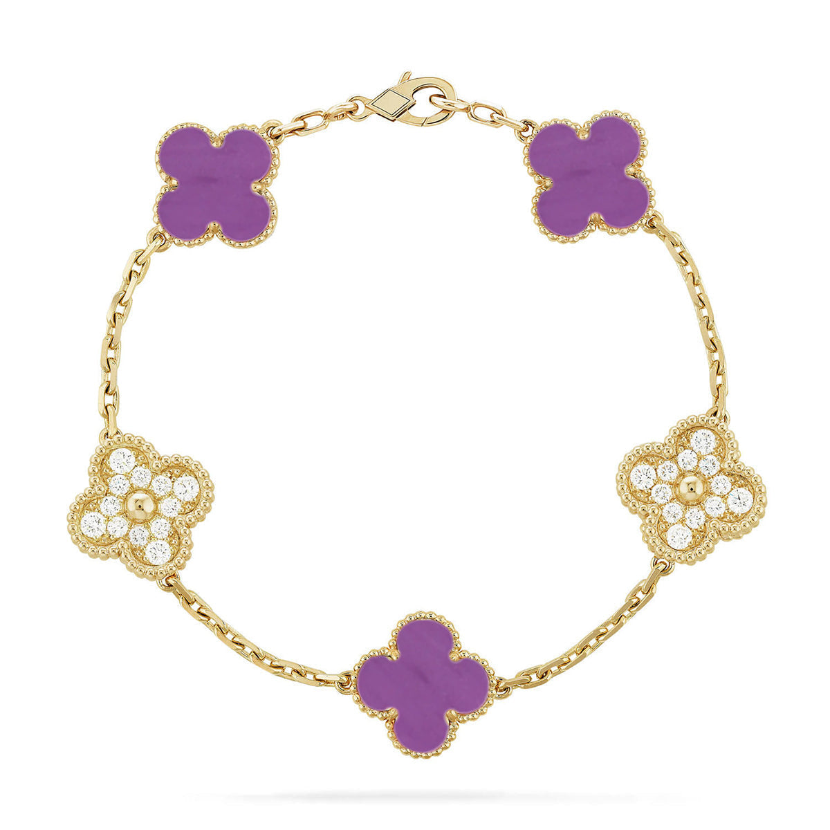 [Zalyn]LUCKY CLOVER 5-MOTIF BRACELET - VIOLET COLLECTION