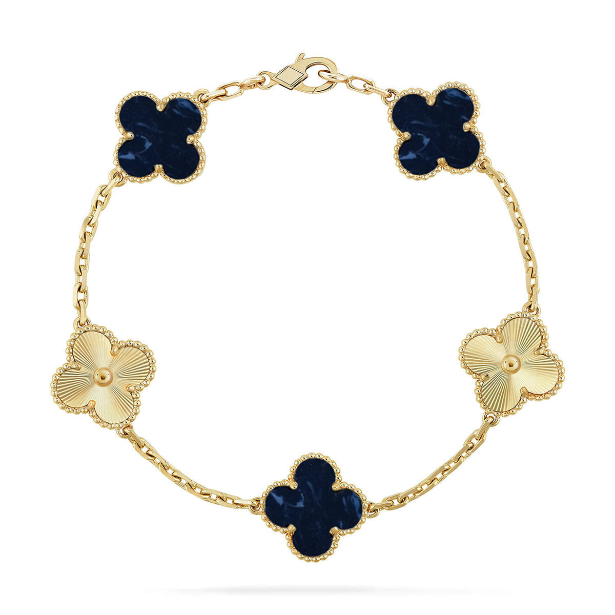 [Zalyn]LUCKY CLOVER 5-MOTIF BRACELET - PIETERSITE COLLECTION