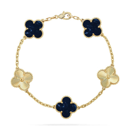 [Zalyn]LUCKY CLOVER 5-MOTIF BRACELET - PIETERSITE COLLECTION
