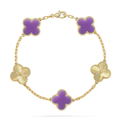 [Zalyn]LUCKY CLOVER 5-MOTIF BRACELET - LAVENDER COLLECTION