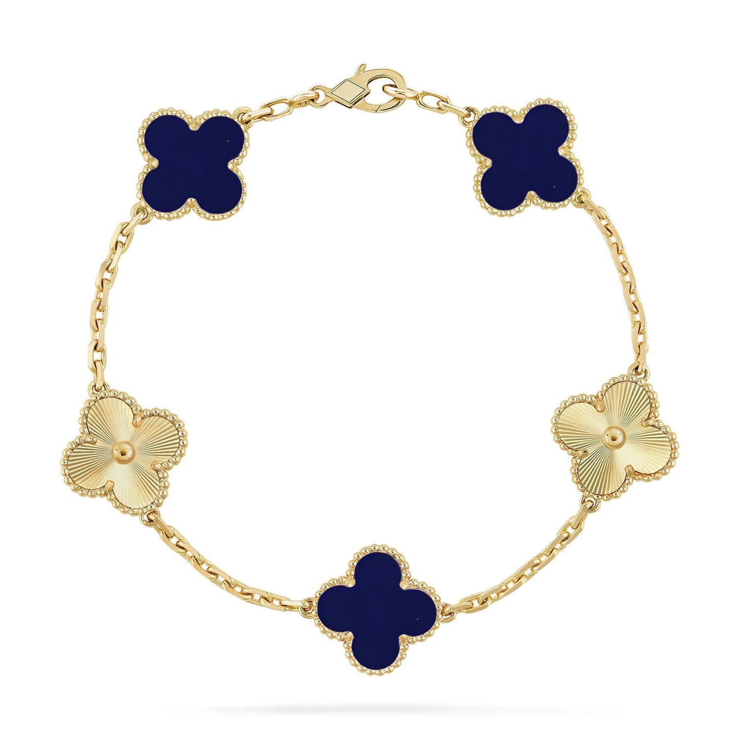 [Zalyn]LUCKY CLOVER 5-MOTIF BRACELET - LAPIS LAZULI COLLECTION