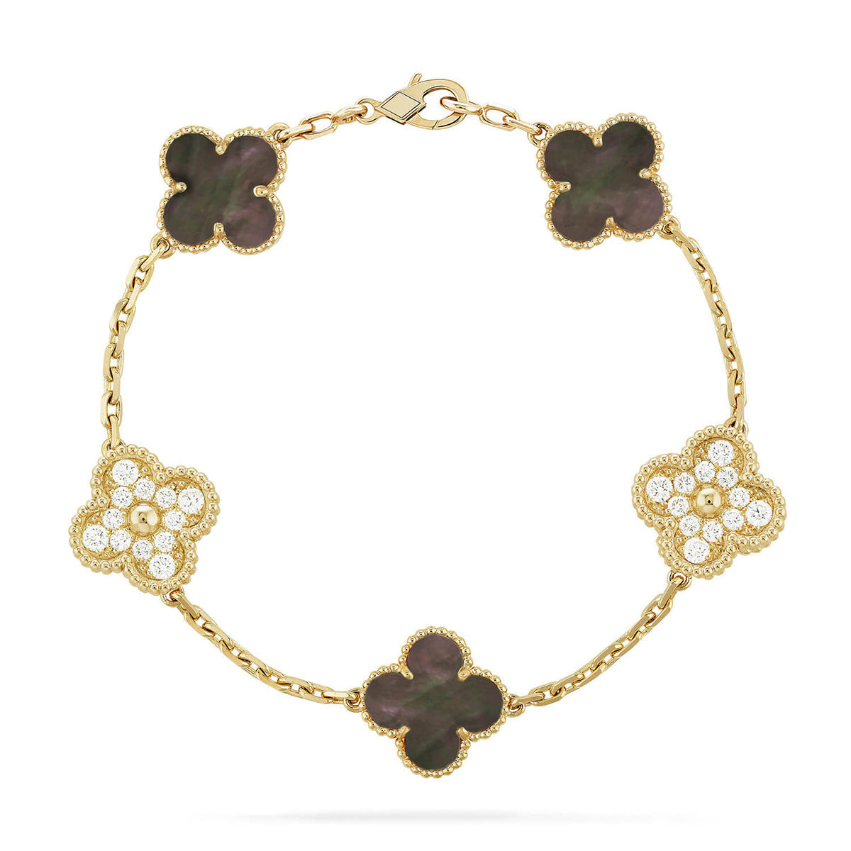 [Zalyn]LUCKY CLOVER 5-MOTIF BRACELET - GREY MOTHER-OF-PEARL COLLECTION