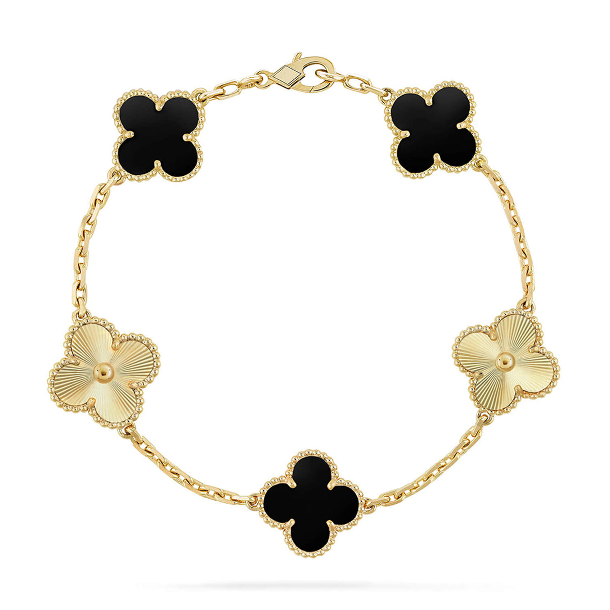 [Zalyn]LUCKY CLOVER 5-MOTIF BRACELET - BLACK OXNY COLLECTION