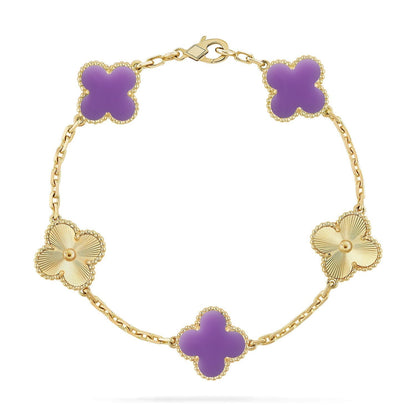 [Zalyn Jewelry ]CLOVER 5 MOTIF LIGHT PURPLE BRACELET COLLECTION
