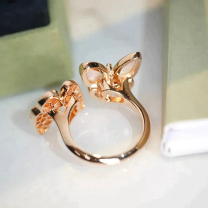 [Zalyn Jewelry ]TWIN BUTTERFLY DIAMOND MOP RING