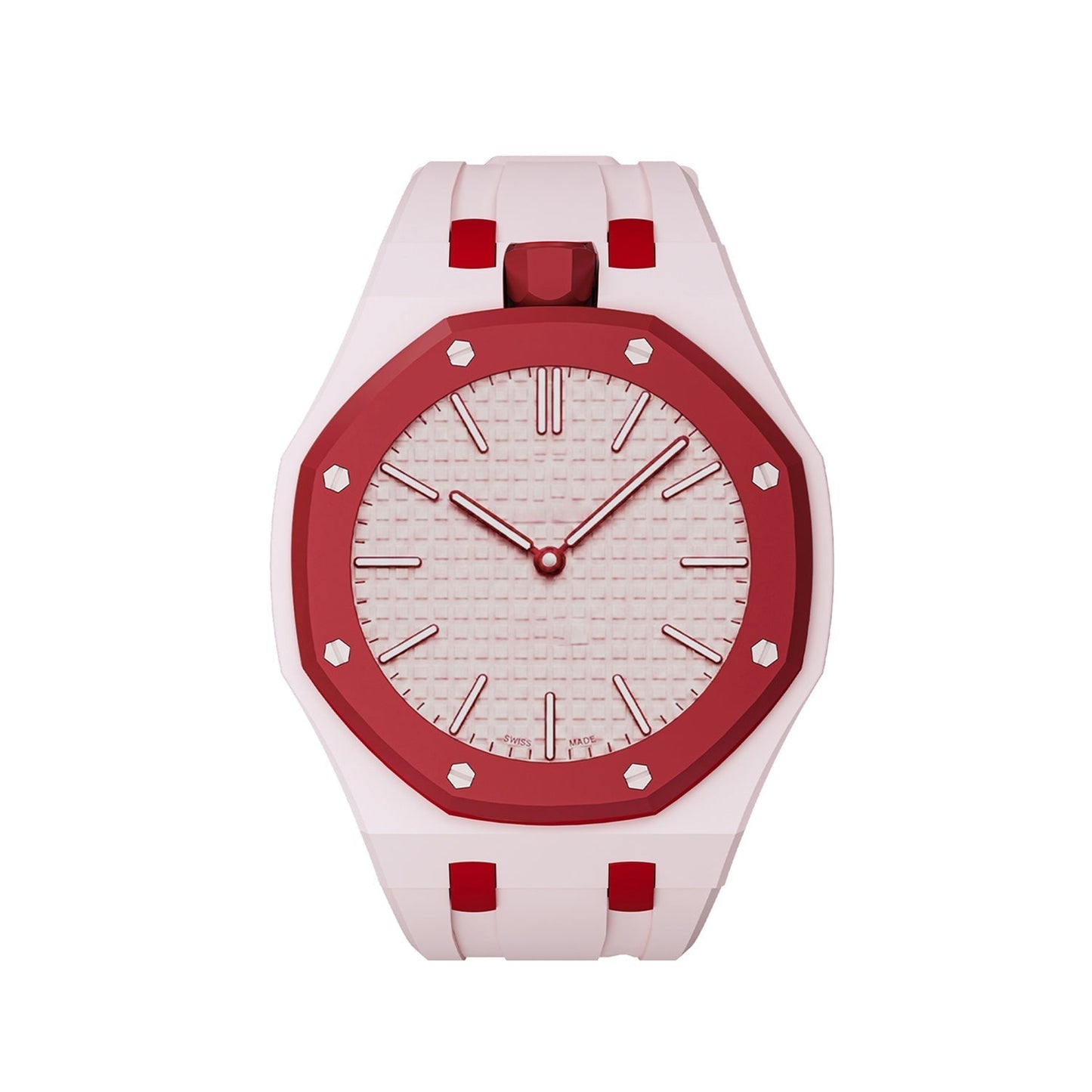 [Zalyn]OAK POP EXCLUSIVE PINK AND RED SILICONE STRAP