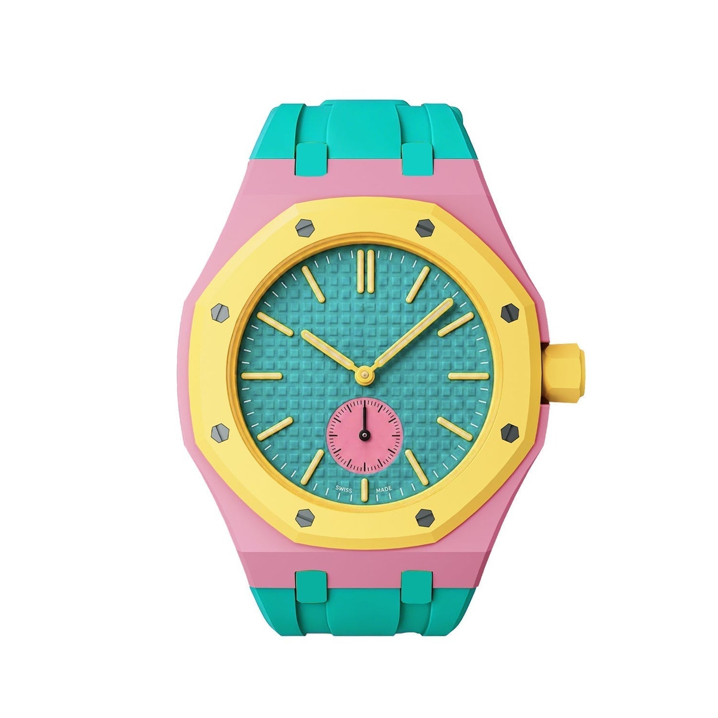 [Zalyn]OAK POP EXCLUSIVE PINK AND GREEN SILICONE STRAP