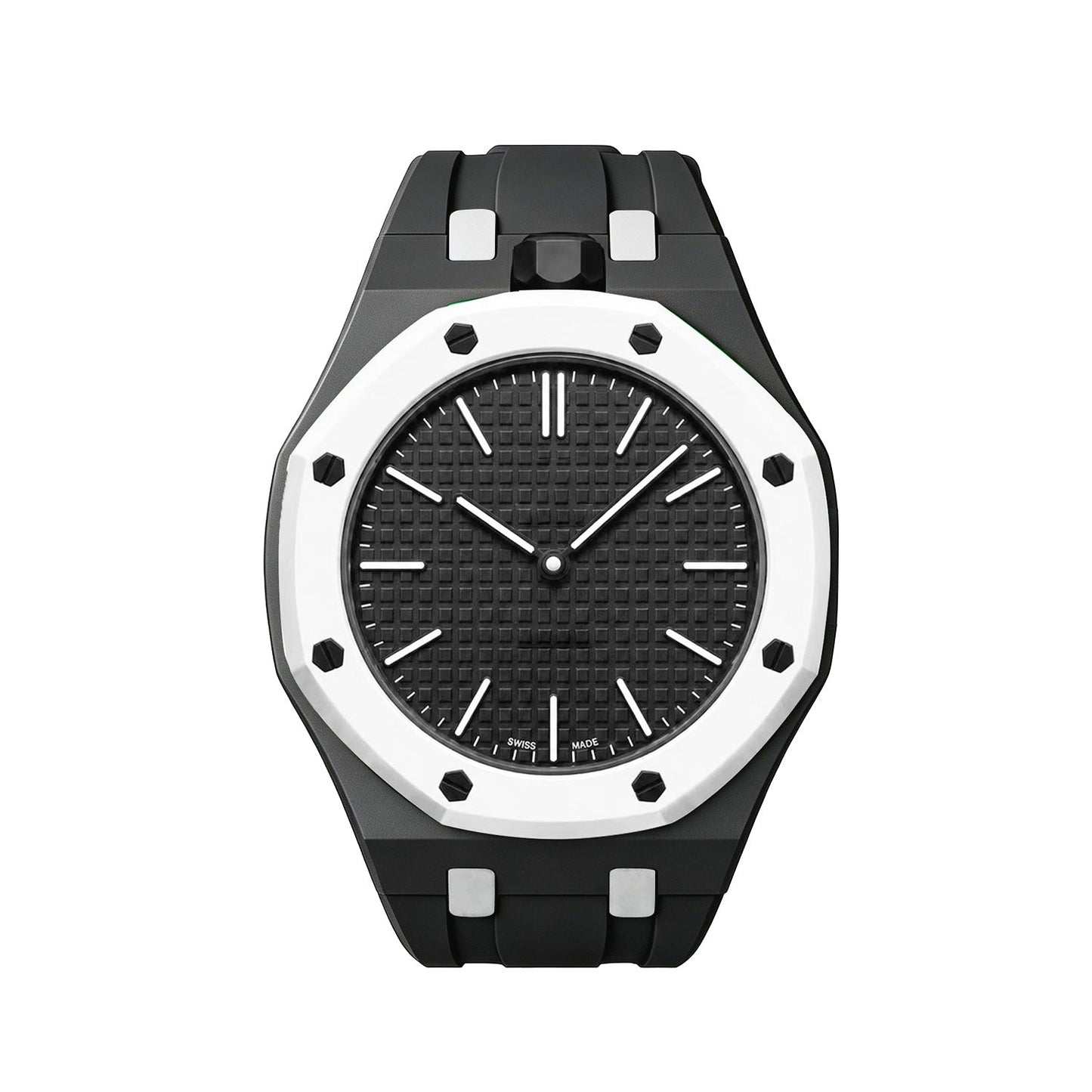 [Zalyn]OAK POP EXCLUSIVE BLACK AND WHITE SILICONE STRAP