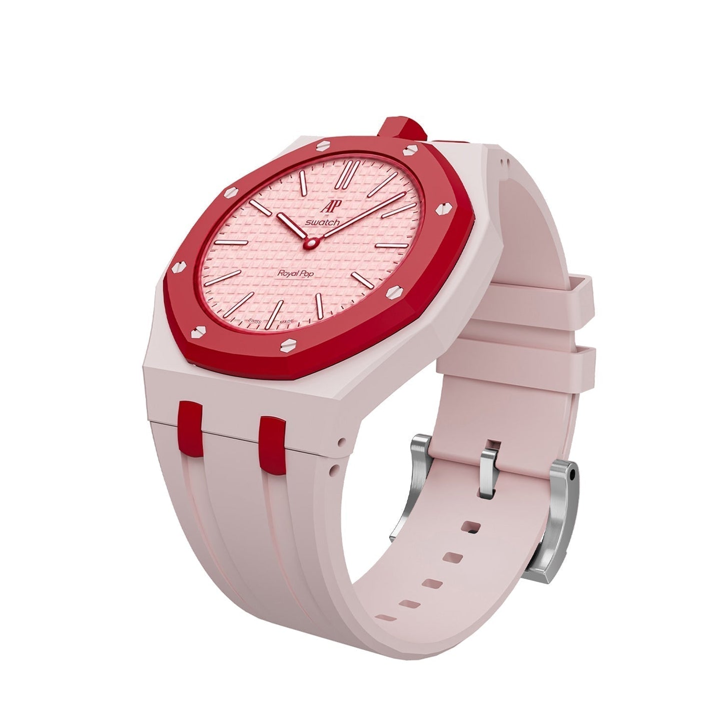 [Zalyn]OAK POP EXCLUSIVE PINK AND RED SILICONE STRAP
