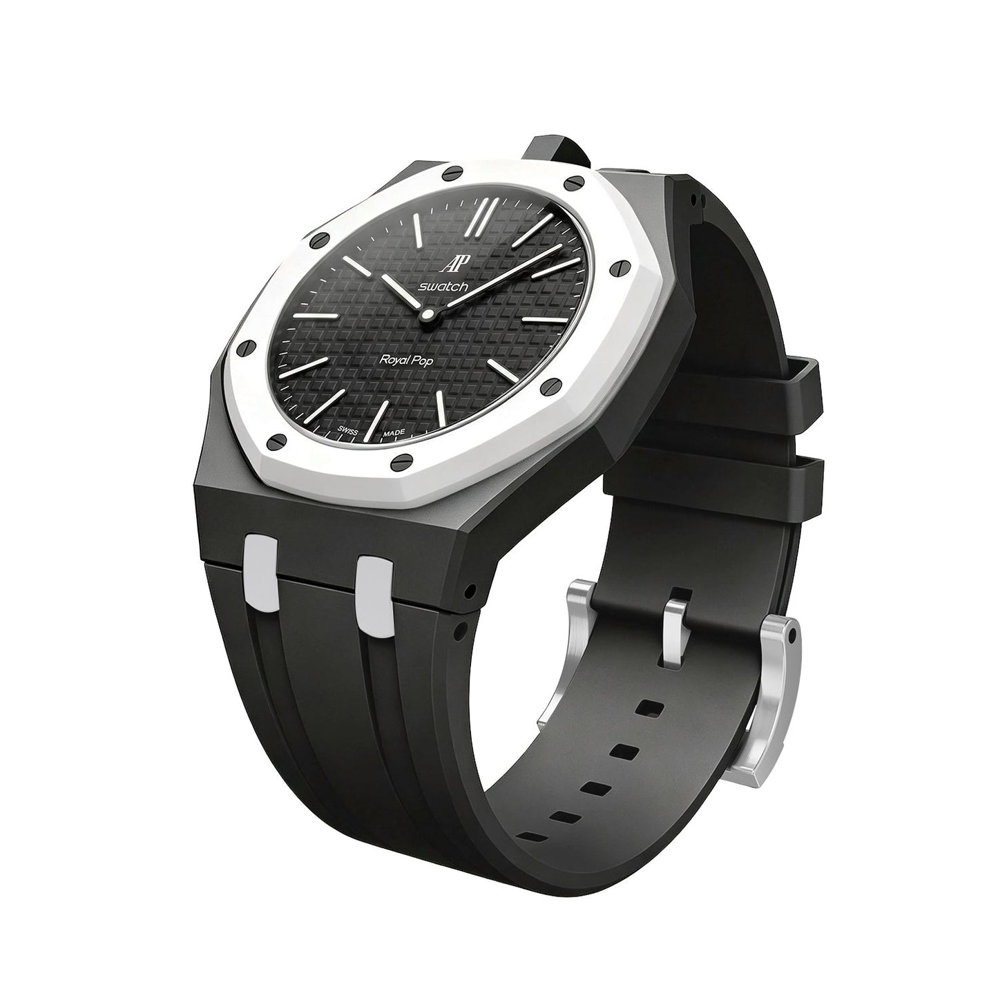 [Zalyn]OAK POP EXCLUSIVE BLACK AND WHITE SILICONE STRAP