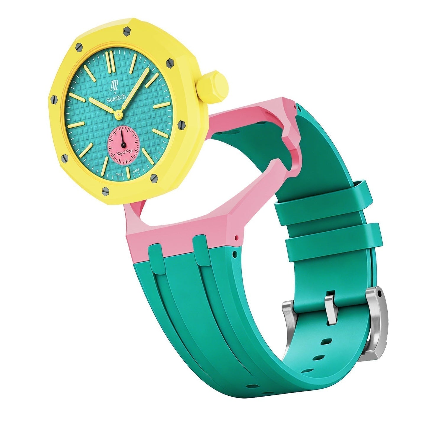 [Zalyn]OAK POP EXCLUSIVE PINK AND GREEN SILICONE STRAP