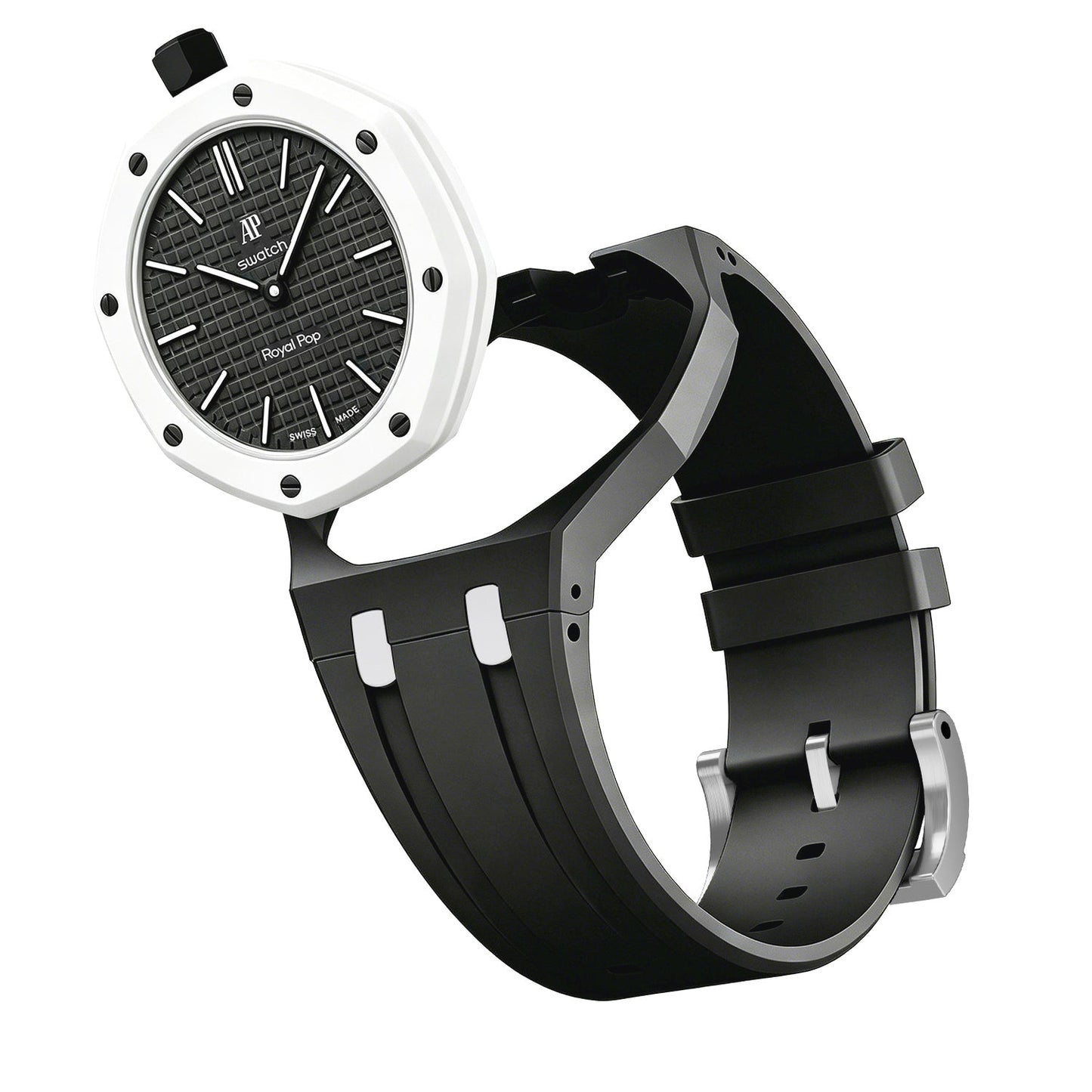 [Zalyn]OAK POP EXCLUSIVE BLACK AND WHITE SILICONE STRAP