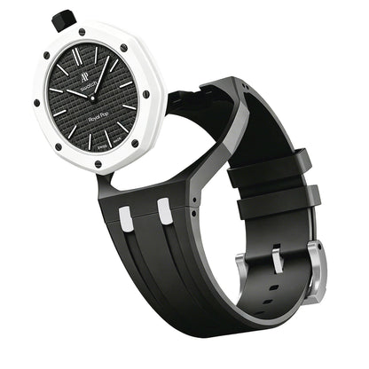 [Zalyn]OAK POP EXCLUSIVE BLACK AND WHITE SILICONE STRAP