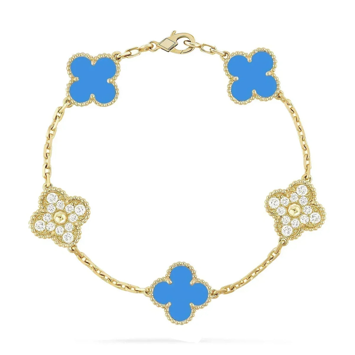 [Zalyn Jewelry ] CLOVER 5 MOTIF BLUE AGATE BRACELET COLLECTION