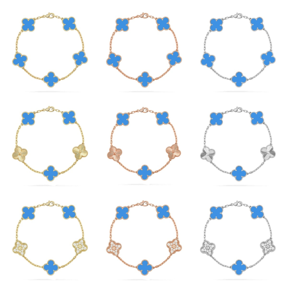 [Zalyn Jewelry ] CLOVER 5 MOTIF BLUE AGATE BRACELET COLLECTION