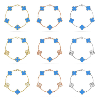 [Zalyn Jewelry ] CLOVER 5 MOTIF BLUE AGATE BRACELET COLLECTION