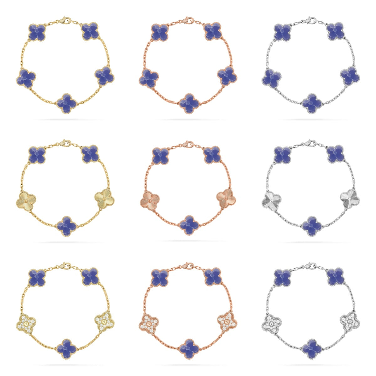 [Zalyn Jewelry ]CLOVER 5 MOTIF BLUE VEINS BRACELET COLLECTION