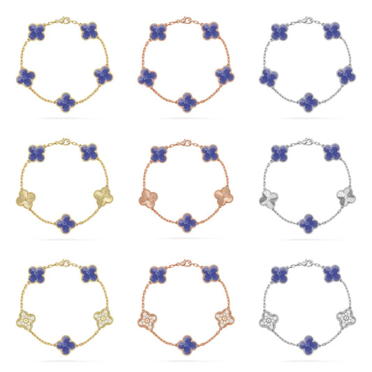 [Zalyn Jewelry ]CLOVER 5 MOTIF BLUE VEINS BRACELET COLLECTION