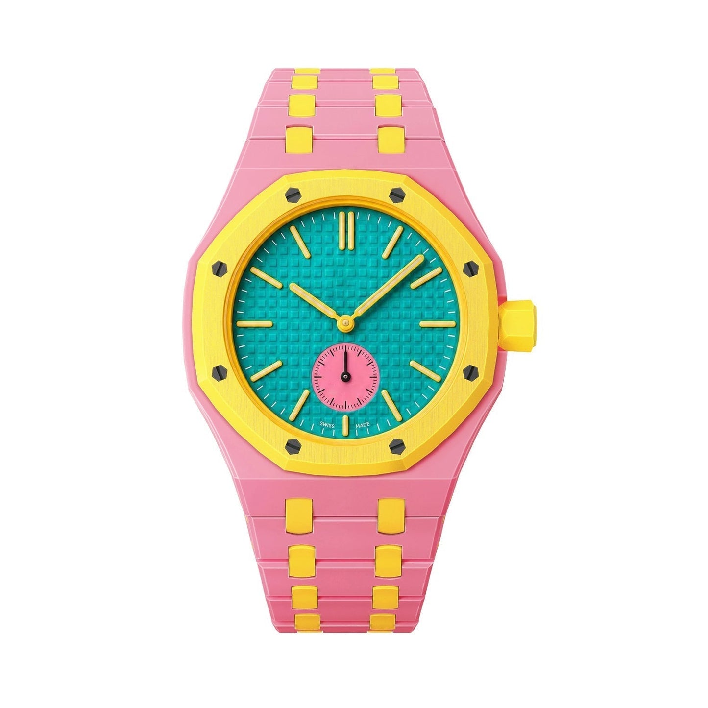 [Zalyn]OAK POP EXCLUSIVE PINK AND YELLOW BIOCERAMIC STRAP