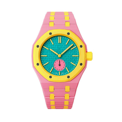 [Zalyn]OAK POP EXCLUSIVE PINK AND YELLOW BIOCERAMIC STRAP