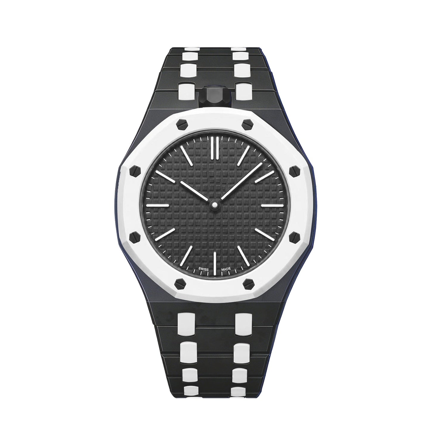 [Zalyn]OAK POP EXCLUSIVE BLACK AND WHITE BIOCERAMIC STRAP