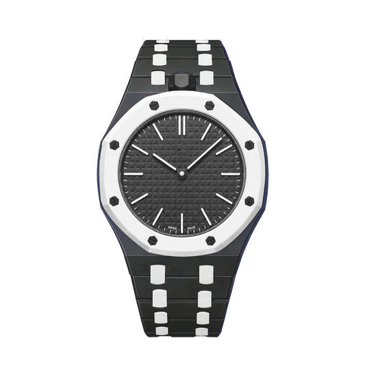 [Zalyn]OAK POP EXCLUSIVE BLACK AND WHITE BIOCERAMIC STRAP