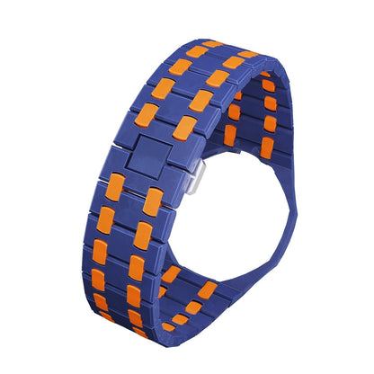 [Zalyn]OAK POP EXCLUSIVE DARK BLUE AND ORANGE BIOCERAMIC STRAP
