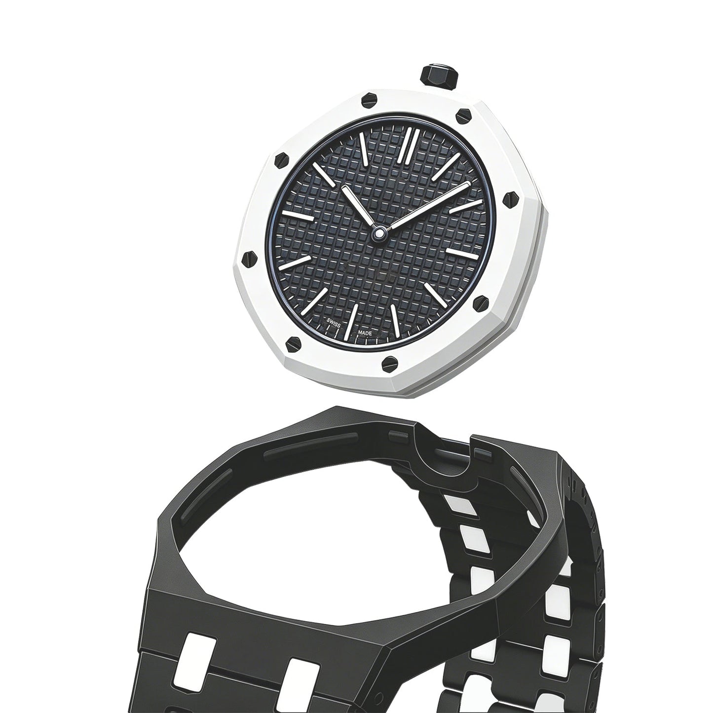 [Zalyn]OAK POP EXCLUSIVE BLACK AND WHITE BIOCERAMIC STRAP