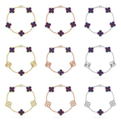 [Zalyn Jewelry ]CLOVER 5 MOTIF COLOR GEMSTONES BRACELET COLLECTION