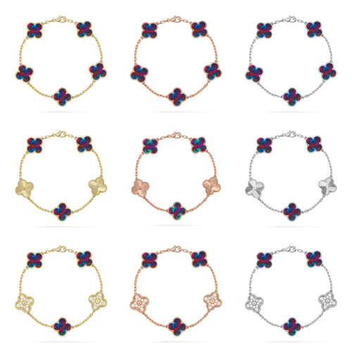 [Zalyn Jewelry ]CLOVER 5 MOTIF COLOR GEMSTONES BRACELET COLLECTION
