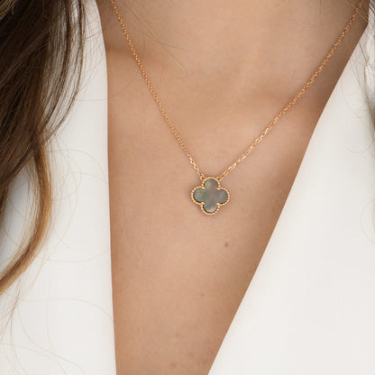 [Zalyn Jewelry ]CLOVER 15MM  GRAY MOTHER OF PEARL NECKLACE